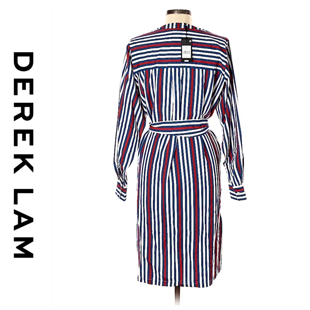 💕SALE💕NWT Derek Lam Red Striped Tie Shirt Dress - Picture 5 of 9